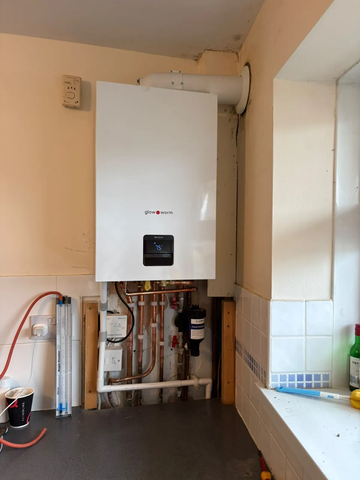 Boiler installation in a kitchen